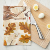 秋の森の鹿 キッチンタオル (四つ折り)