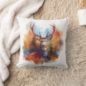 秋の森の鹿 クッション (ブランケット)