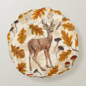 秋の森の鹿 ラウンドクッション (裏面)