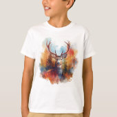 秋の森の鹿 Tシャツ (正面)