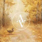 秋の森の黄金の道絵を描のヴィンテージ秋 ポスター