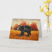 秋の森の黒熊 カード (黄色い花)