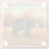 秋の森の黒熊 ガラスコースター (裏面)