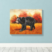 秋の森の黒熊 キャンバスプリント (インサイチュ (ウッドフロア))