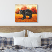 秋の森の黒熊 キャンバスプリント (インサイチュ (寝室))