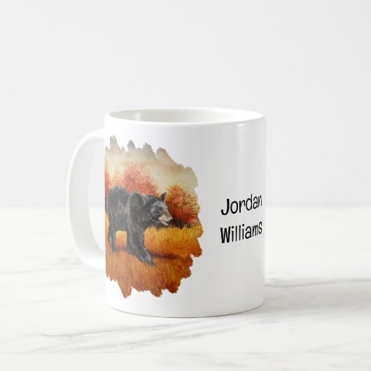 秋の森の黒熊 コーヒーマグカップ (正面左)