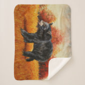 秋の森の黒熊 シェルパブランケット (正面)
