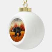 秋の森の黒熊 セラミックボールオーナメント (右)