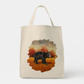 秋の森の黒熊 トートバッグ (裏面)