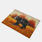 秋の森の黒熊 ドアマット (アングル)