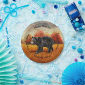 秋の森の黒熊 ペーパープレート (パーティー)