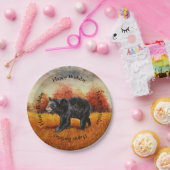 秋の森の黒熊 ペーパープレート (パーティー)