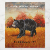 秋の森の黒熊 ワインラベル (シングルラベル)