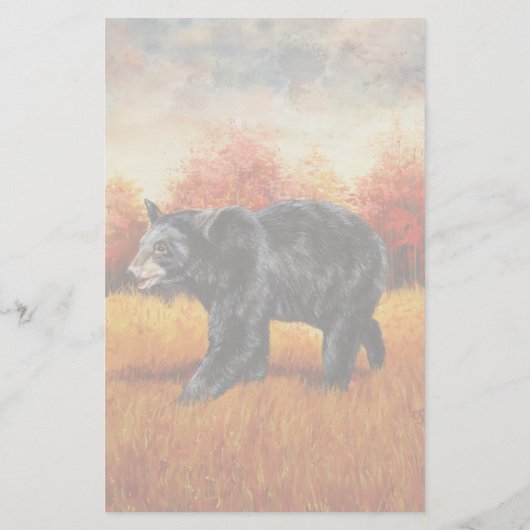 秋の森の黒熊 便箋 (裏面)