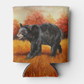 秋の森の黒熊 缶クーラー (正面)