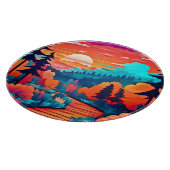 秋の森を抜ける日没の道 カッティングボード (角)