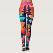 秋の森を抜ける日没の道 レギンス (裏面)