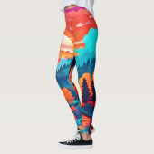 秋の森を抜ける日没の道 レギンス (左)