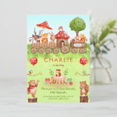 秋の森ウッドランドアニマルズキッド誕生日招待状 招待状 (スタンド正面)