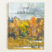 秋の森オレンジの金ゴールド プランナー手帳 (正面)