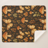 秋の森キノコと蝶 シェルパブランケット (正面(横))