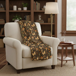 秋の森キノコと蝶 シェルパブランケット