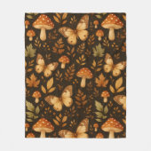 秋の森キノコと蝶 フリースブランケット (正面)