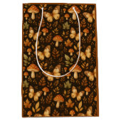 秋の森キノコと蝶 ミディアムペーパーバッグ (正面)