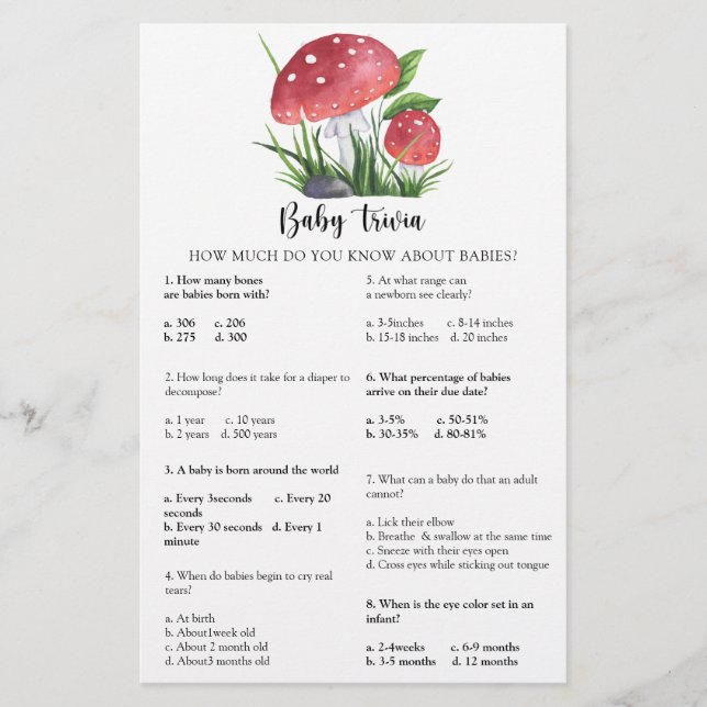 秋の森キノコの赤ちゃんシャワーベビートリビア (正面)