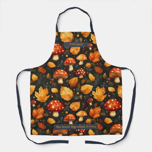 秋の森デザイン(キノコと離れ付) エプロン (正面)