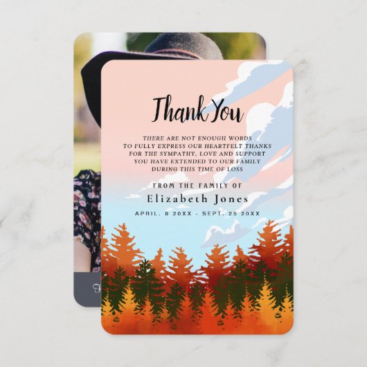 秋の森悔やみや弔慰ありがとう サンキューカード (正面/裏面)