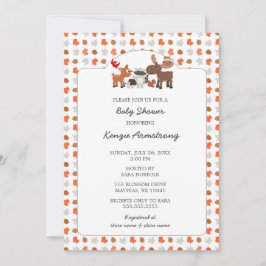 秋の森林動物のベビーシャワーの招待 招待状