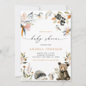 秋の森林動物秋赤ちゃんシャワー 招待状 (正面)