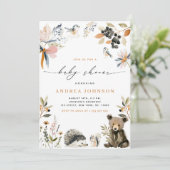 秋の森林動物秋赤ちゃんシャワー 招待状 (スタンド正面)