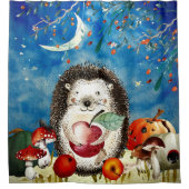 秋の森林友人のハリネズミの森林スケッチ シャワーカーテン (正面)