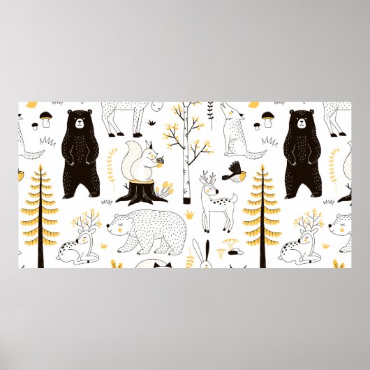 秋の森林模様 ポスター (正面)