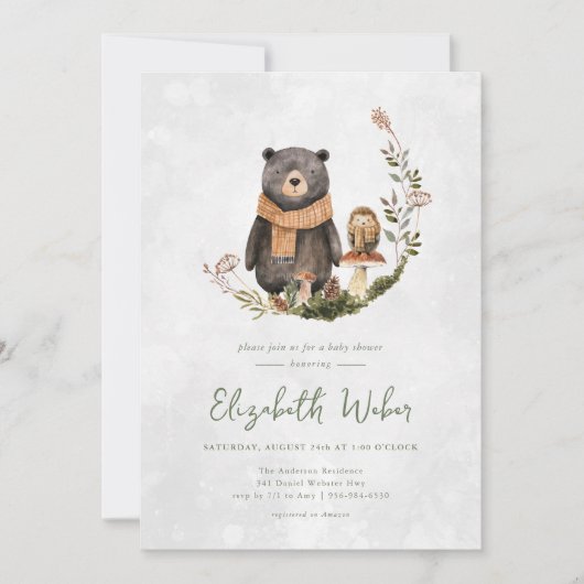 秋の森林熊の赤ちゃんシャワー (正面)