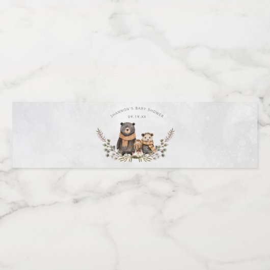 秋の森林熊の赤ちゃんシャワー ペットボトルラベル (シングルラベル)