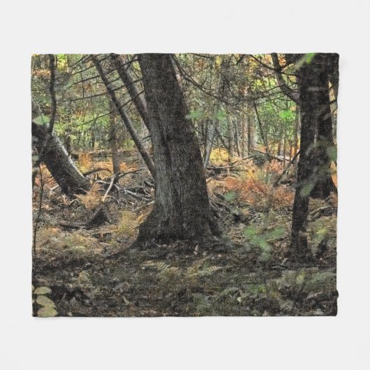 秋の森風景 フリースブランケット (正面(横))
