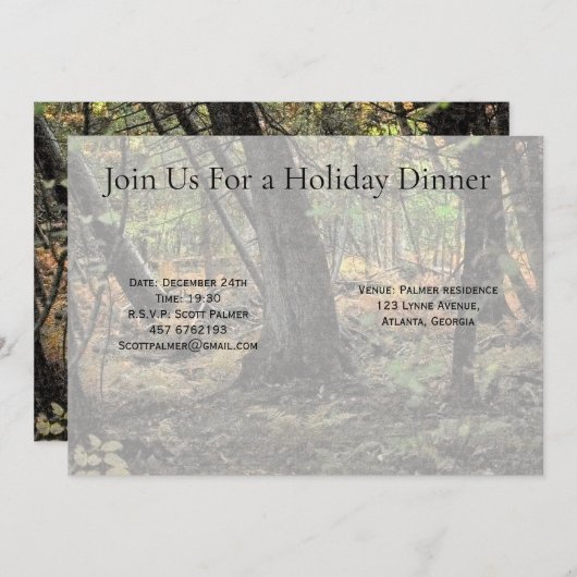 秋の森風景 招待状 (正面/裏面)