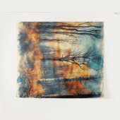 秋の森1 – 水色 タペストリー (正面(横))