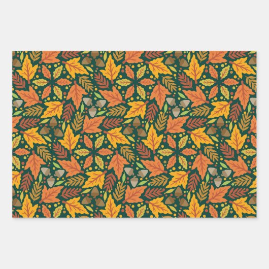 秋の森 オータムリーフ パンプキン ラッピングペーパーシート (正面3)