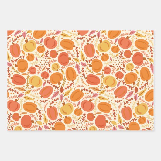 秋の森 オータムリーフ パンプキン ラッピングペーパーシート (正面2)