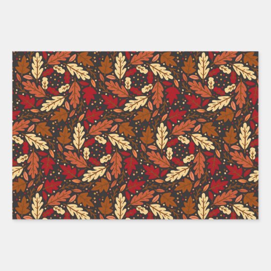 秋の森 オータムリーフ パンプキン ラッピングペーパーシート (正面)