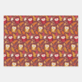 秋の森 オータム フォックス オウル かぼちゃ ラッピングペーパーシート (正面2)