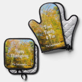 秋の森&サンシャインパーソナライズされた- 鍋つかみ&鍋敷きセット (正面/裏面)