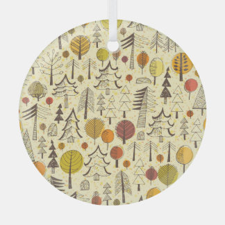 秋の森：シームレスグラフィックパターン。 ガラスオーナメント