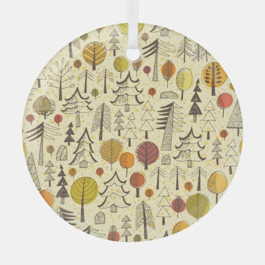 秋の森：シームレスグラフィックパターン。 ガラスオーナメント (正面)