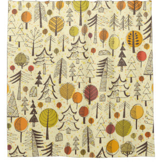 秋の森：シームレスグラフィックパターン。 シャワーカーテン