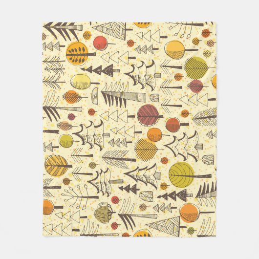 秋の森：シームレスグラフィックパターン。 フリースブランケット (正面)